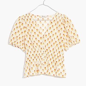 Sophia Short Sleeve Top in Calendula Block Print - Madewell
